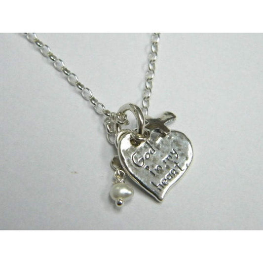 Bluenoemi - My Jewelry Necklaces Sterling Silver necklace, heart & cross necklace,  "God in my Heart"  charms jewelry