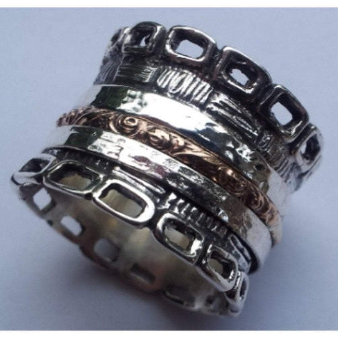 Unique Israeli Rings Spinner ring silver gold designer Israeli rings Meditation rings ...
