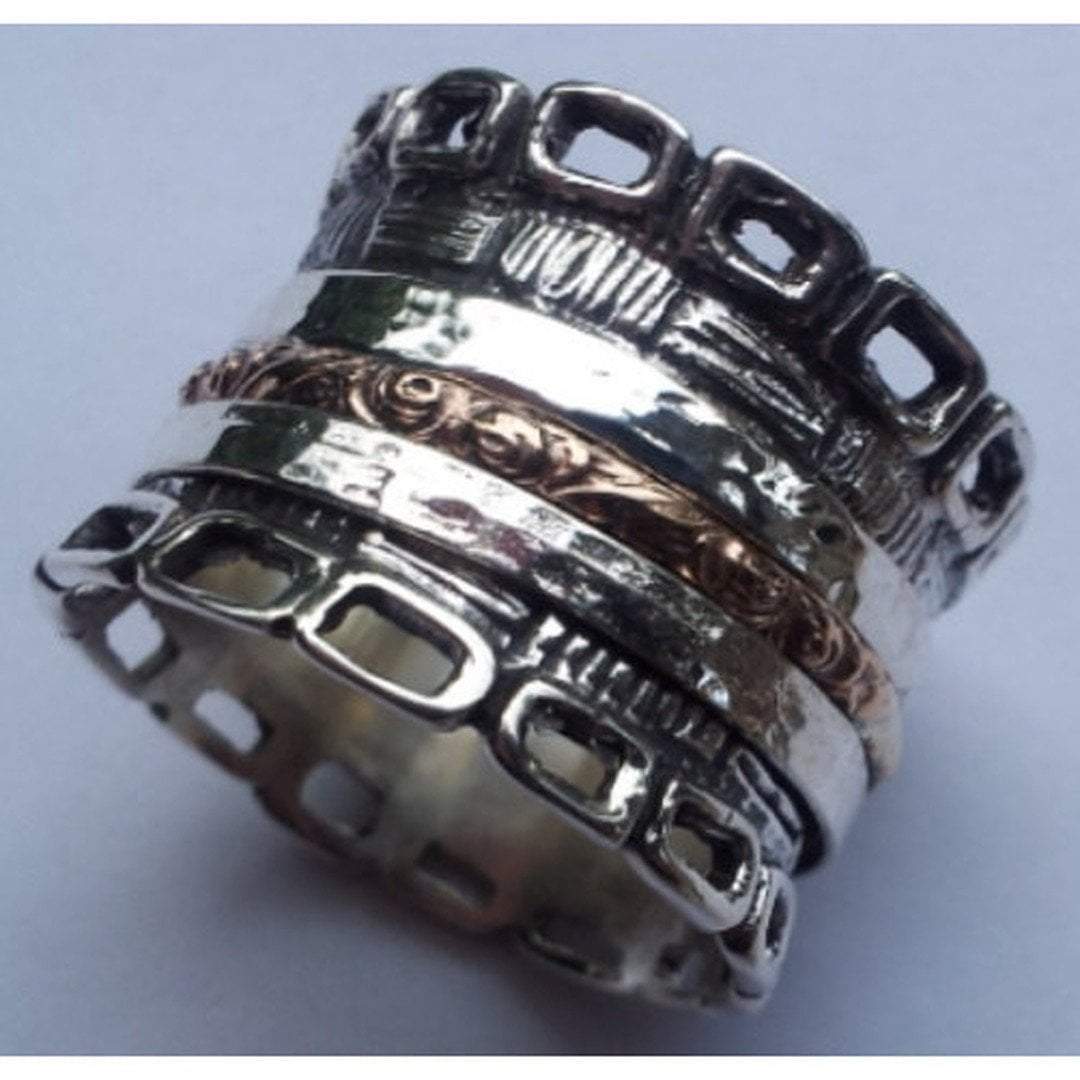 Bluenoemi - My Jewelry Rings 5 / silver gold Spinner ring silver gold designer Israeli rings Meditation rings