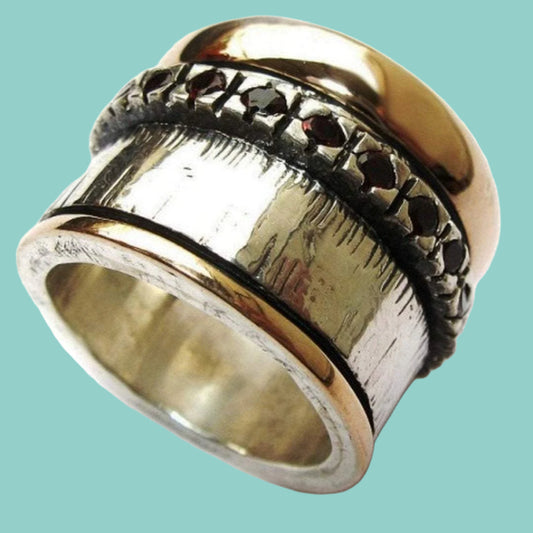 Vintage spinner ring / silver gold jewelry / Israel rings / Meditation rings - Bluenoemi