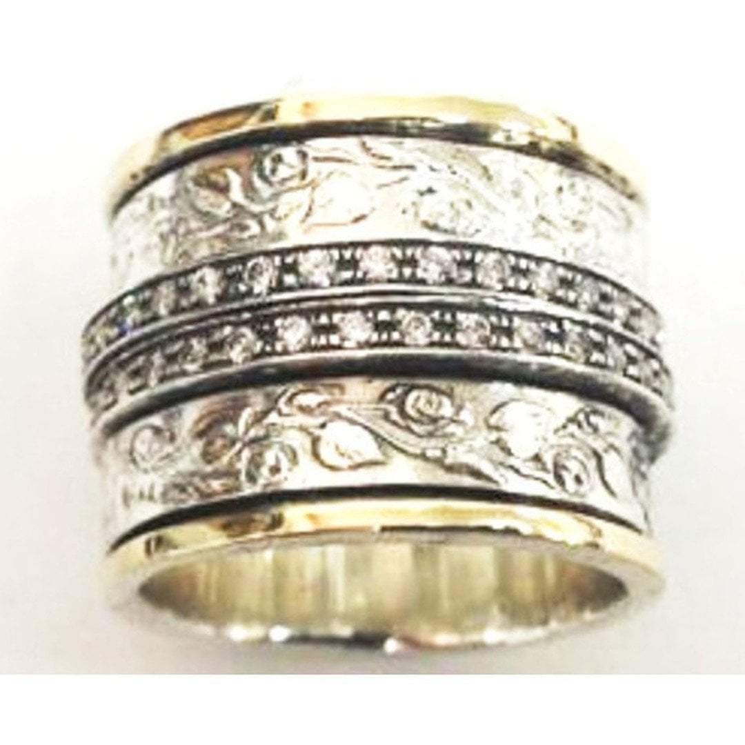 Bluenoemi - My Jewelry Spinner Rings Handcrafted meditation ring for woman floral silver gold bands Bluenoemi israeli jewelry