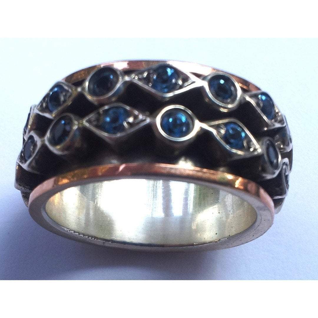 Bluenoemi - My Jewelry Spinner Rings Spinner ring Sterling silver Rose gold  9K Meditation Blue Topaz