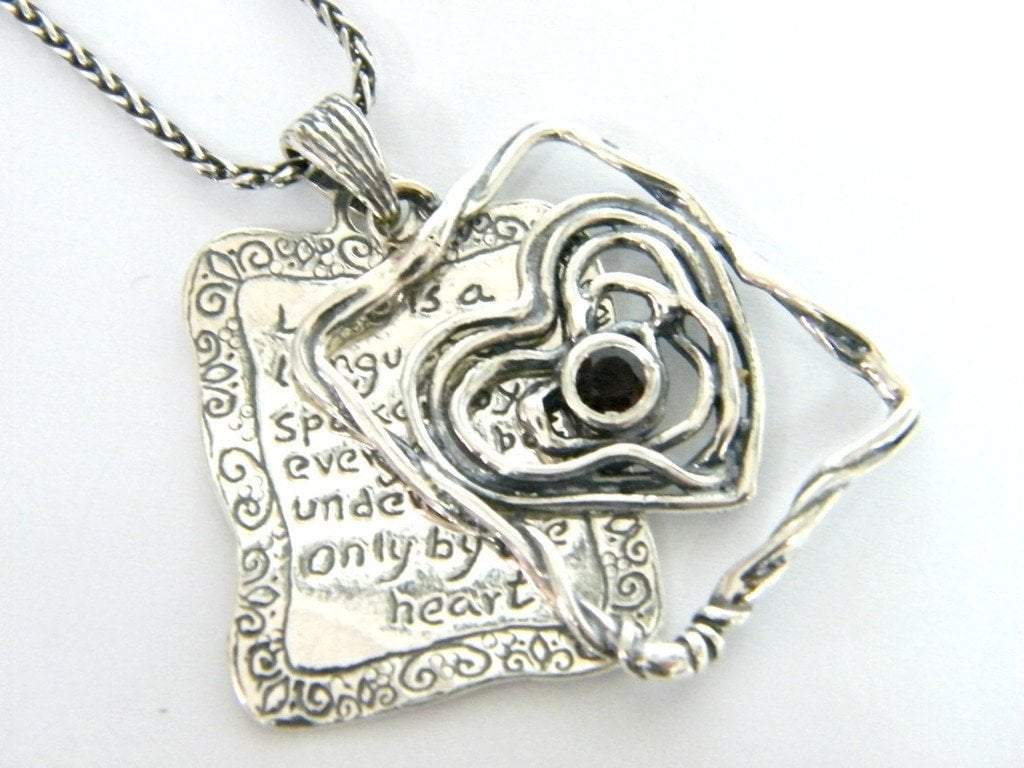 Bluenoemi Necklaces 45 / Silver Sterling silver Love necklace bohemian design Israeli Love Message Pendant
