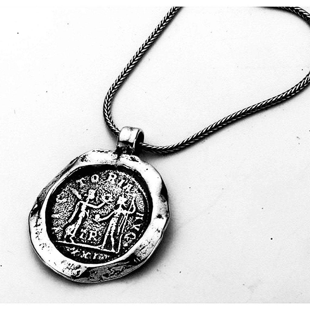 Bluenoemi Necklaces 45cm / silver Roman Coin Replica Necklace Pendant sterling silver necklace