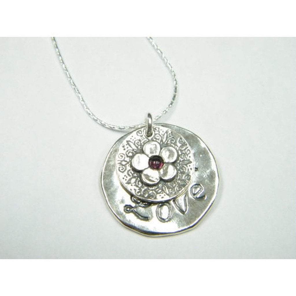 Bluenoemi Necklaces 45cm / silver Sterling Silver Necklace with a flower motif engraved "love"