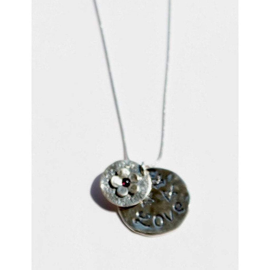 Bluenoemi Necklaces 45cm / silver Sterling Silver Necklace with a flower motif engraved "love"