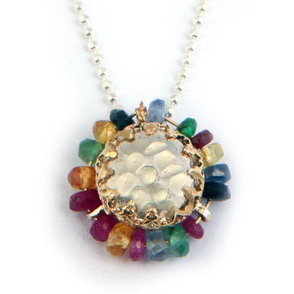 Bluenoemi Necklaces Default Title / multicolor Sterling silver 9K necklace , Israeli handwork necklace set with multicolor sapphires