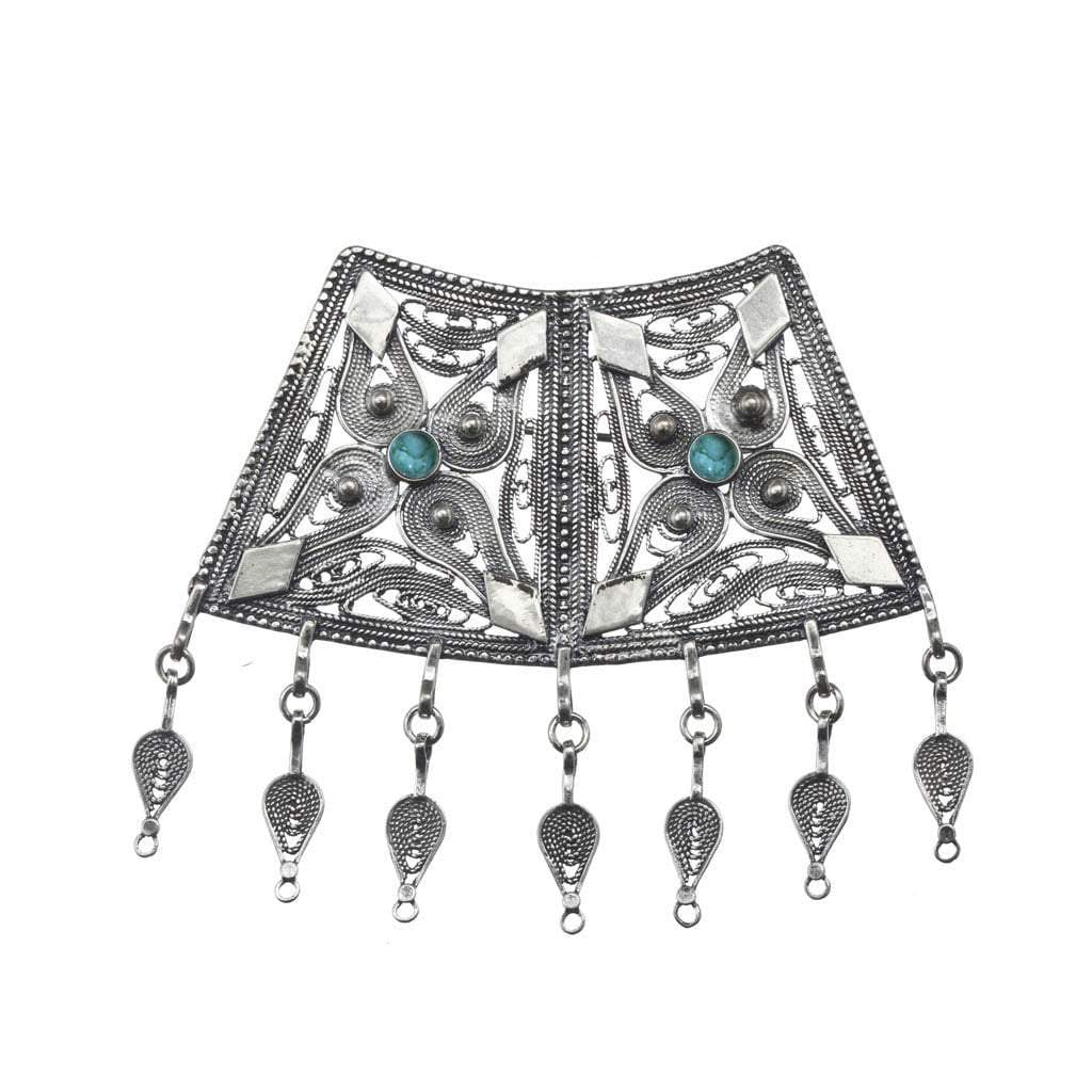 Bluenoemi Necklaces Filigree arabesque necklace silver necklace / Onyx Silver israeli jewelry filigree ethnic necklace for woman arabesque motif Israeli Ethnic Necklace