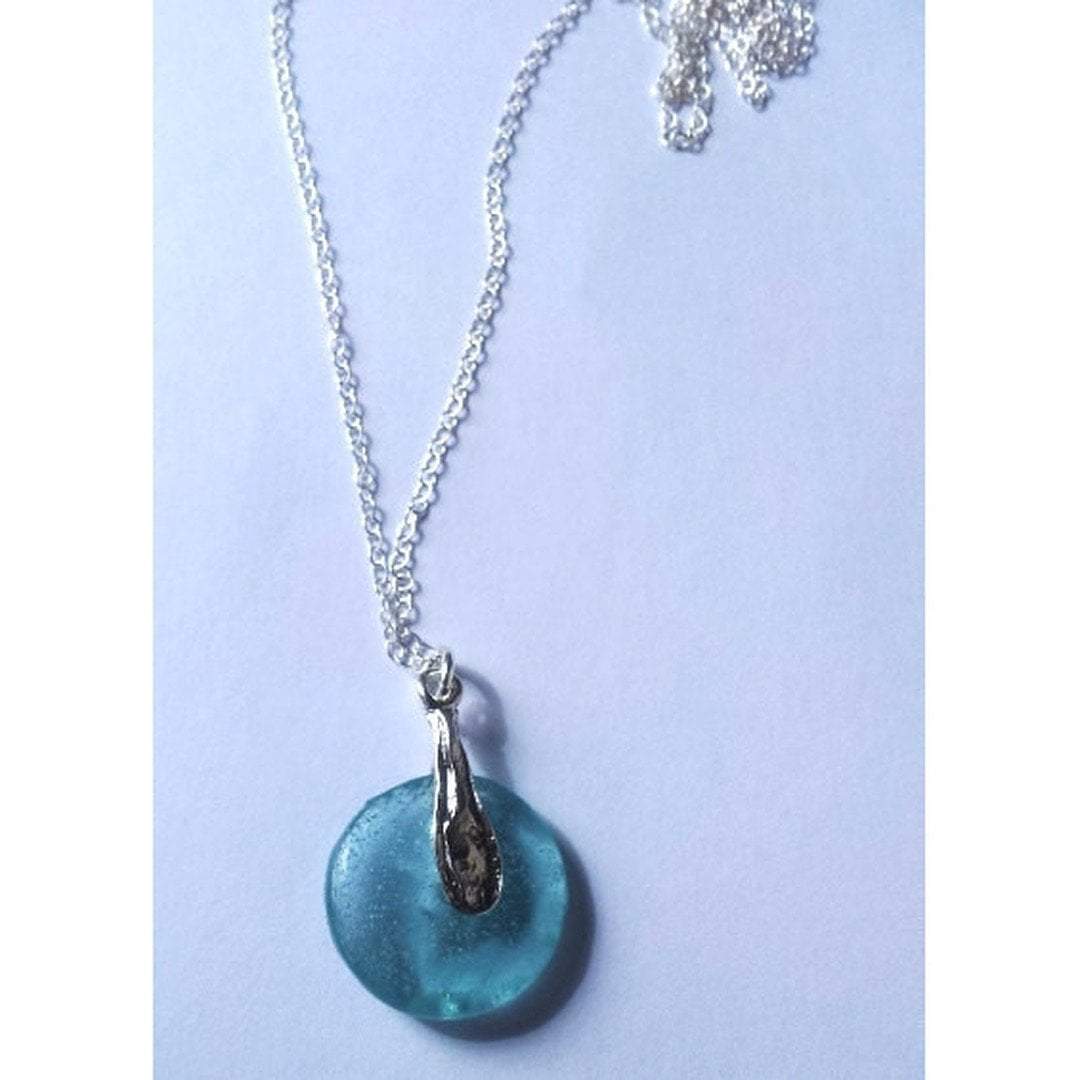 Roman glass necklace. Designer Sterling silver necklace with roman glass - Bluenoemi