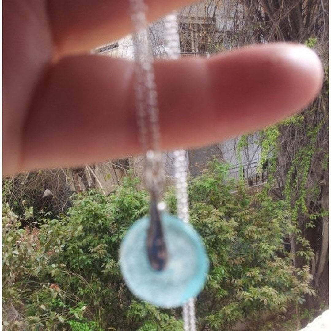 Roman glass necklace. Designer Sterling silver necklace with roman glass - Bluenoemi