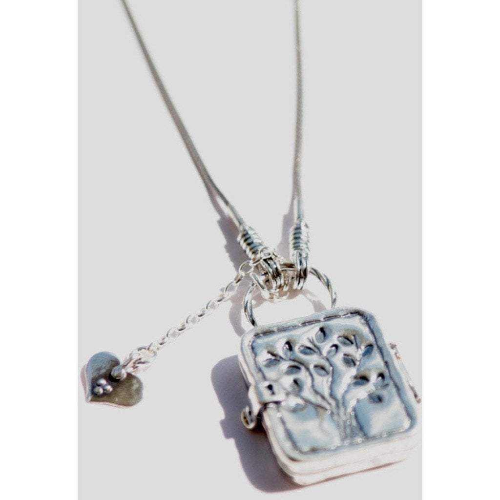 Bluenoemi Necklaces & Pendants 45cm / silver Sterling Silver necklace for woman locket engraved, tree drawing with a charm