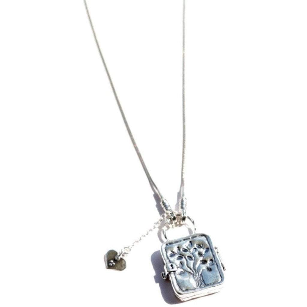 Bluenoemi Necklaces & Pendants 45cm / silver Sterling Silver necklace for woman locket engraved, tree drawing with a charm