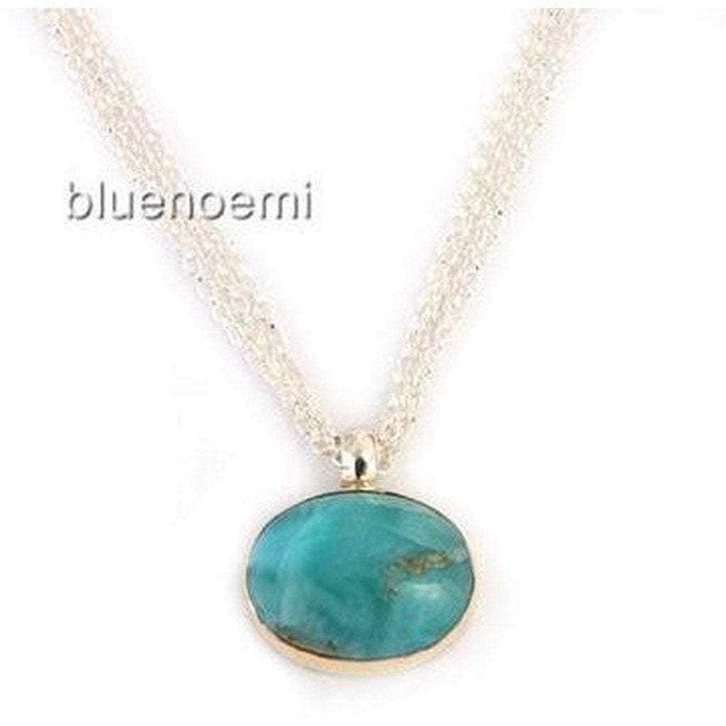 Bluenoemi Necklaces & Pendants Larimar sterling silver necklace / Blue / 45 cm Larimar sterling silver 925 necklace 9 carat gold pendant Israeli jewelry