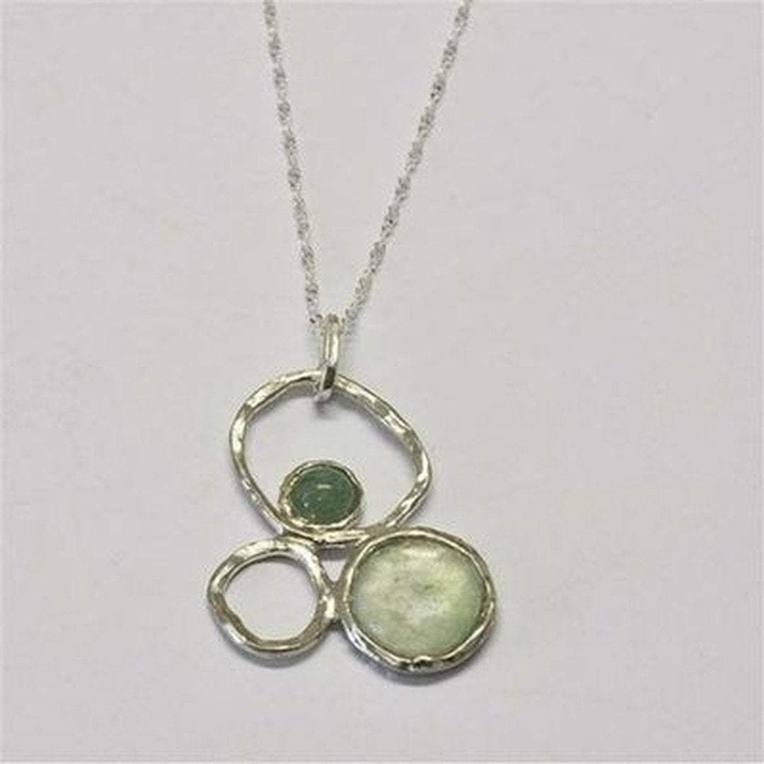Bluenoemi Necklaces & Pendants Roman glass necklace / 45 cm / blue green Roman glass necklace. Israel Sterling silver set  matching earrings