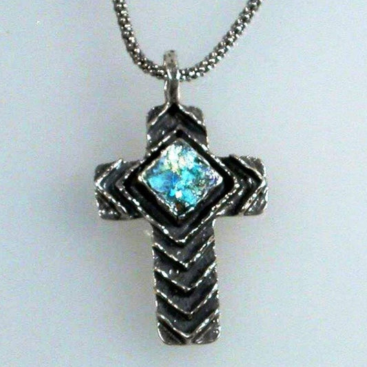 Bluenoemi Necklaces & Pendants silver Cross pendant, Cross jewelry,  Cross Roman Glass, gift fo Christmas