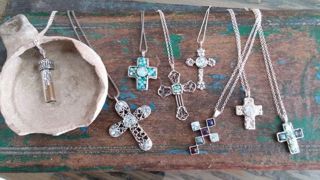 Bluenoemi Necklaces & Pendants silver Cross pendant, Cross jewelry,  Cross Roman Glass, gift fo Christmas