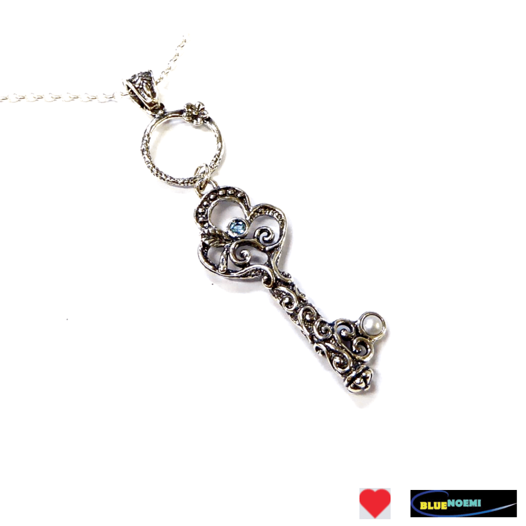 Bluenoemi Necklaces & Pendants Sterling silver heart key necklace key pendant key jewelry necklace