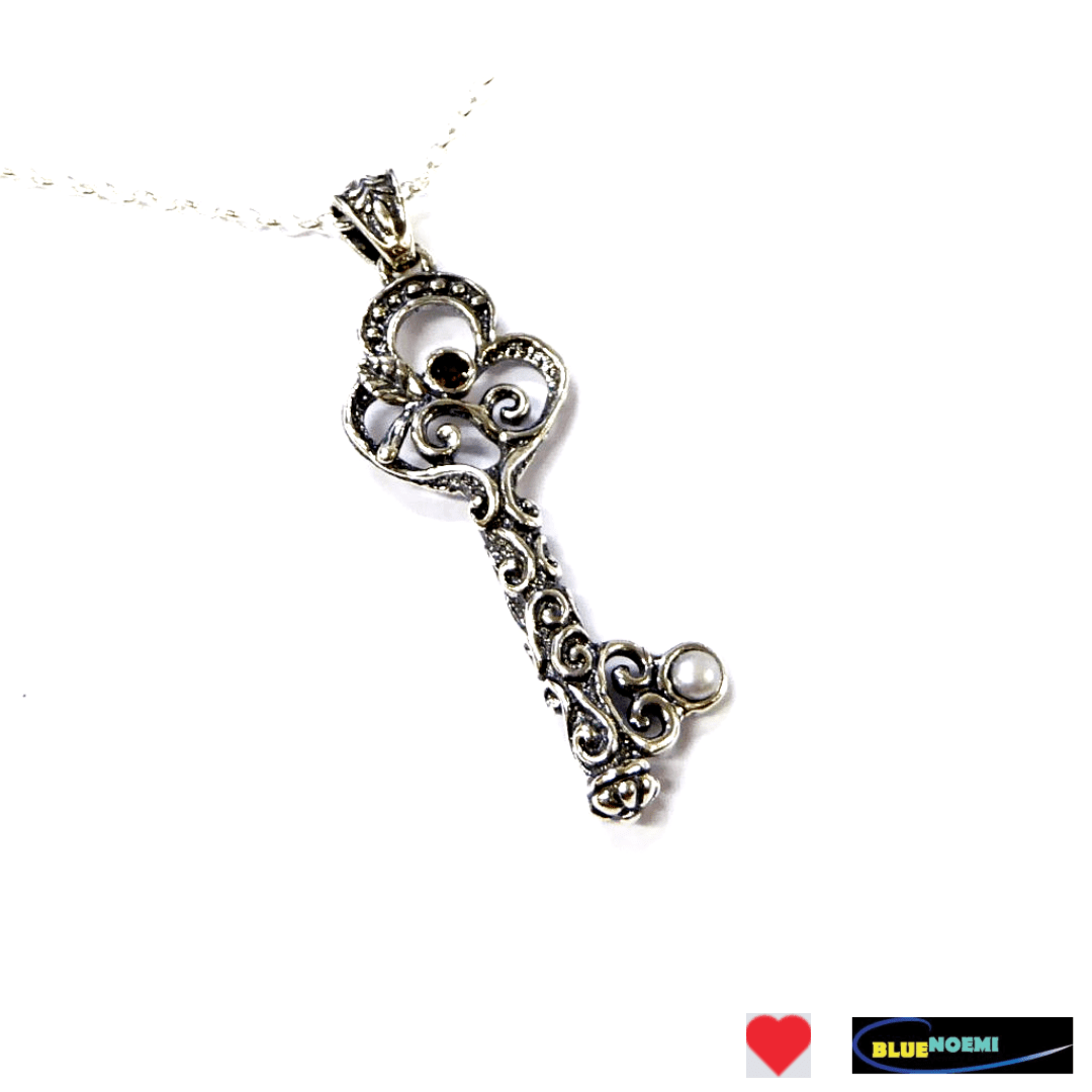 Bluenoemi Necklaces & Pendants Sterling silver key pendant key jewelry giving key necklace