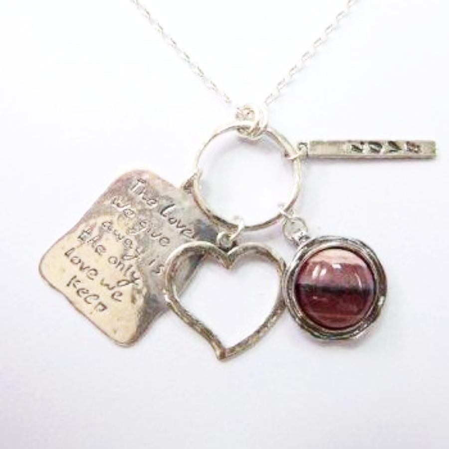 Bluenoemi Necklaces & Pendants Sterling Silver Love message necklace with charms