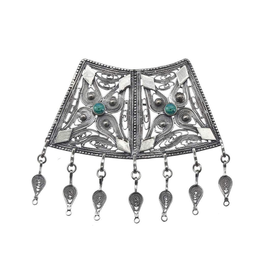 Bluenoemi Necklaces Silver israeli jewelry filigree ethnic necklace for woman arabesque motif Israeli Ethnic Necklace