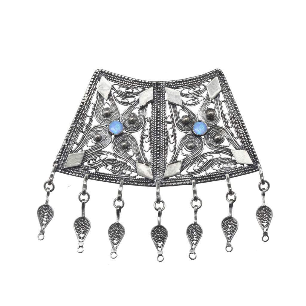 Bluenoemi Necklaces Silver israeli jewelry filigree ethnic necklace for woman arabesque motif Israeli Ethnic Necklace