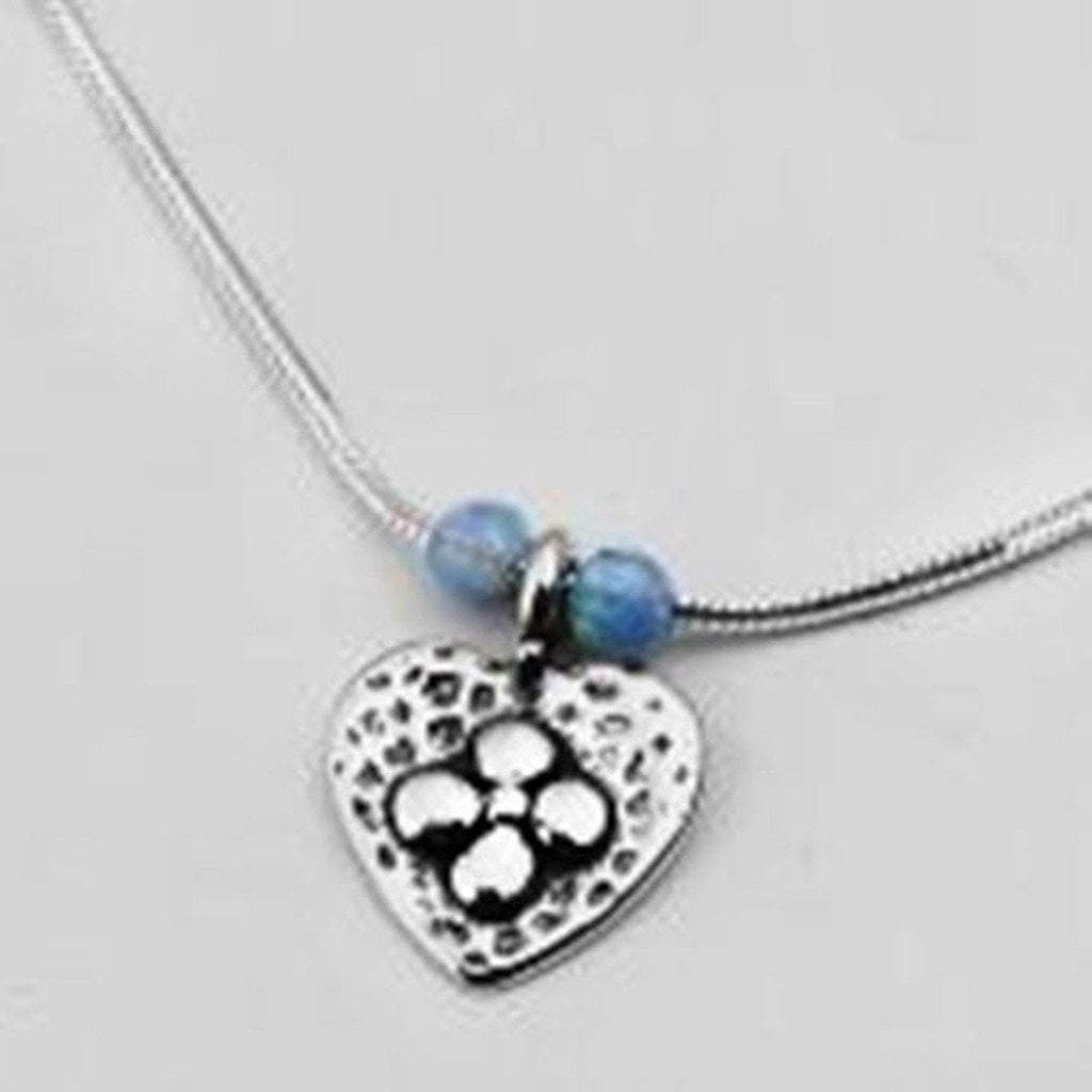 Bluenoemi Necklaces Sterling silver heart pendant necklace with opals / blue / silver Sterling silver heart necklace opals perfect for young women