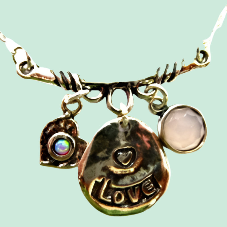 Sterling Silver Necklace Love Pendants Necklaces for woman with Gemstones - Bluenoemi