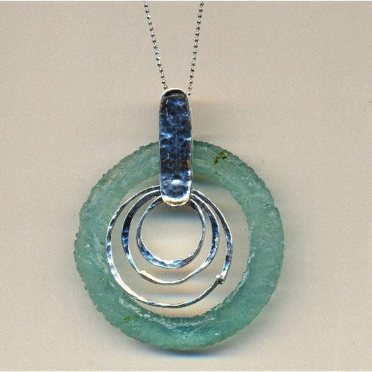 Bluenoemi Necklaces Sterling silver necklace, Roman glass pendant, Israeli Jewelry