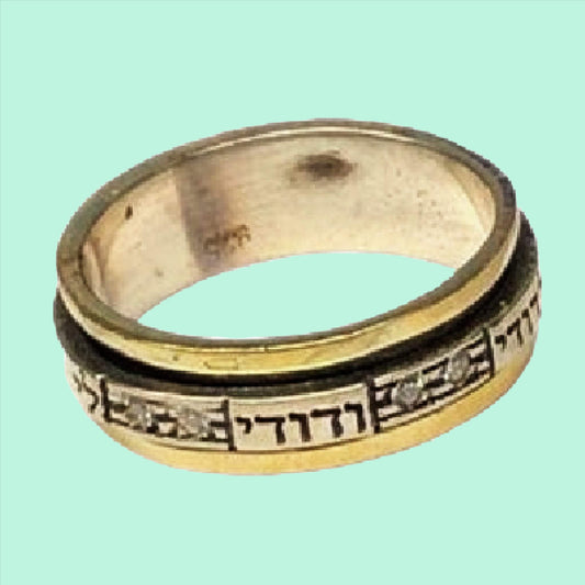 Bluenoemi Personalized Rings Israeli Spinner Rings, Ani le Dodi Jewish ring, Bluenoemi Israeli jewelry Meditation ring.