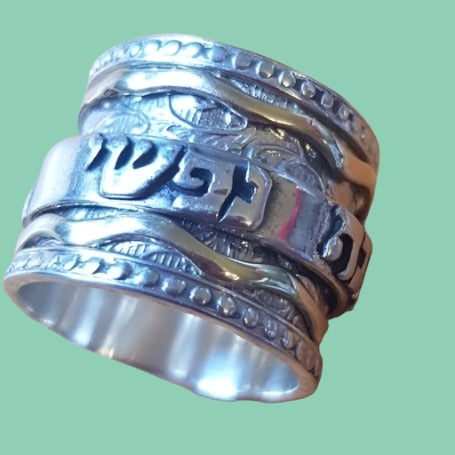 Bluenoemi Personalized Rings Love Ring Hebrew verse "I have Found the One my Soul Loves" Spinner Fidget Ring