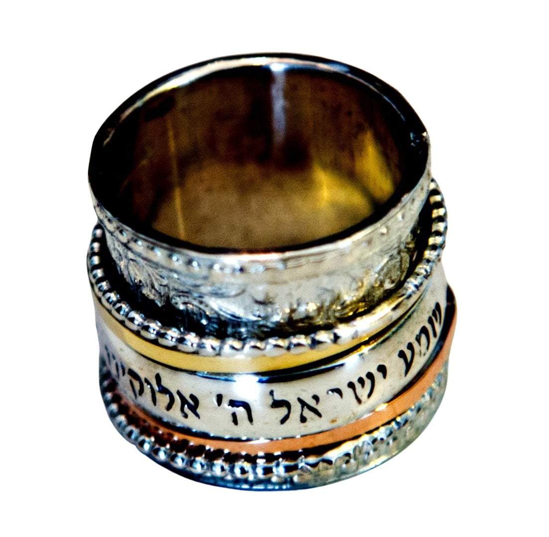 Bluenoemi Personalized Rings Meditation Ring Israeli Spinner Ring Personalized Rings. 925 Sterling Silver, 9k gold