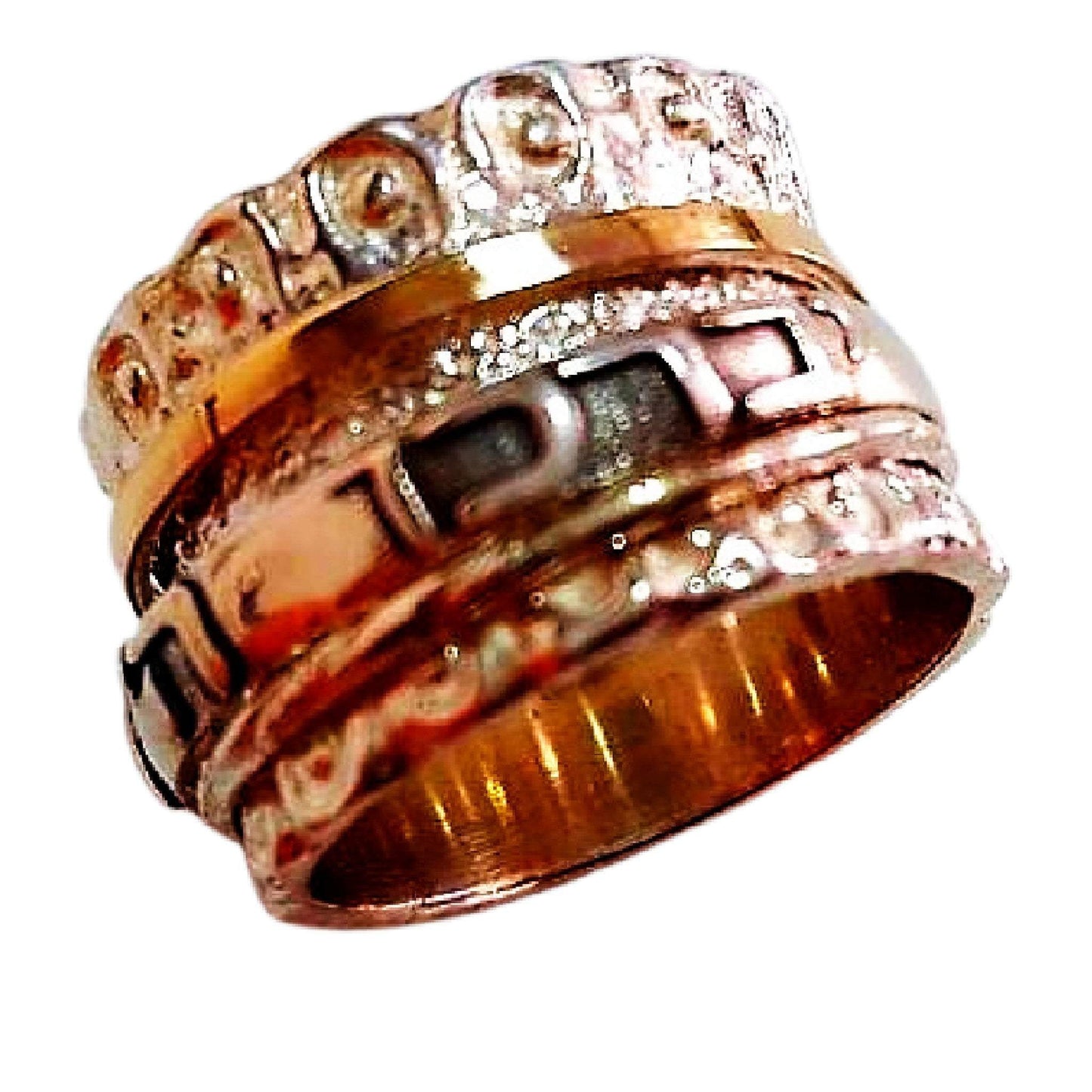 Bluenoemi Personalized Rings Meditation ring size selectable spinner wedding .925 silver 9k gold Bluenoemi