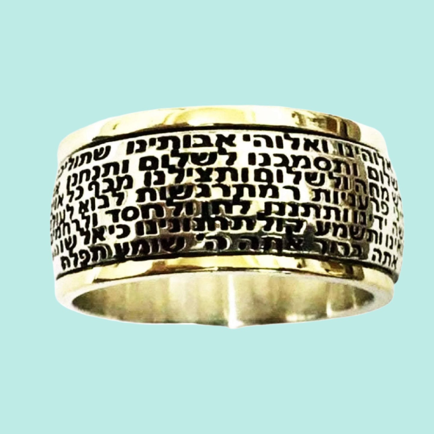 Bluenoemi Personalized Rings Prayer of the Traveler Sterling Silver Gold Ring Size Selectable Hebrew Jewish rings