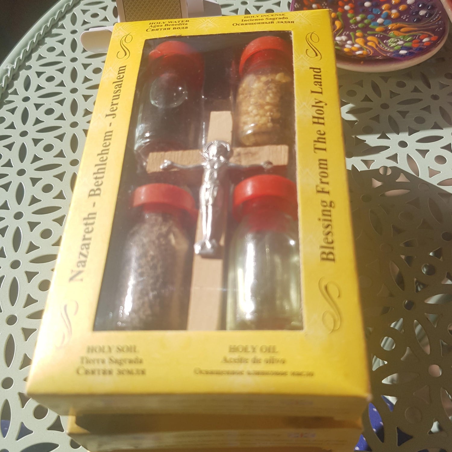 Bluenoemi Religious & Ceremonial > Religious Items > Prayer Beads brown Bluenoemi Wood Cross Rosary Water Oil Earth Incense Olive Wooden Cross Bethlehem Jerusalem Holyland