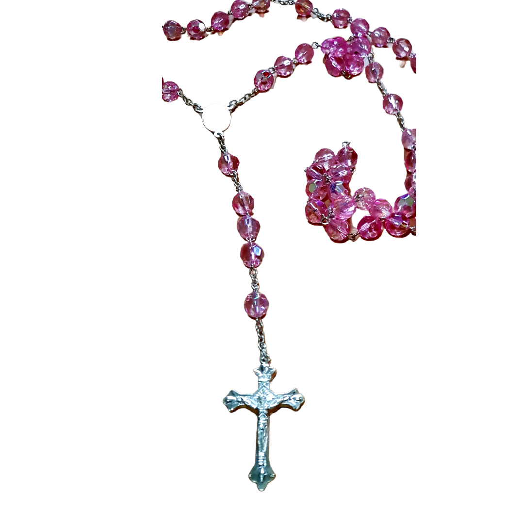Bluenoemi Religious & Ceremonial > Religious Items > Prayer Beads pink Rosary from the Holy Land - Jerusalem Cross - Pink Beads