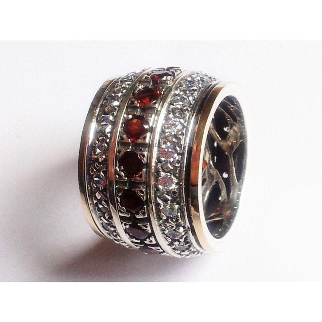 Bluenoemi Rings 10 / garnet / silver-gold Special Offer Spinner ring for woman, Size 10 spinning rings silver gold garnets