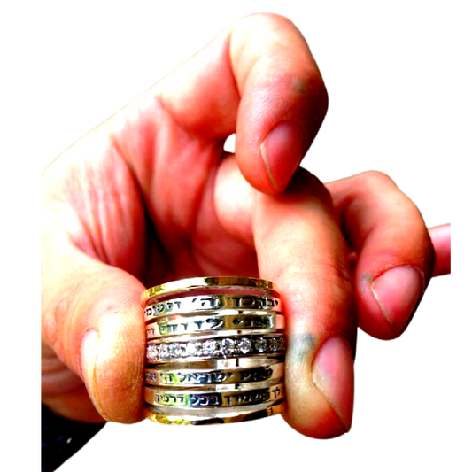 Bluenoemi Rings 5 / cz zircons clear Bluenoemi Israeli Jewelry, Hebrew Bless Jewelry,  Prayer & Poesie Ring . Rings for Woman, Rings for Man.