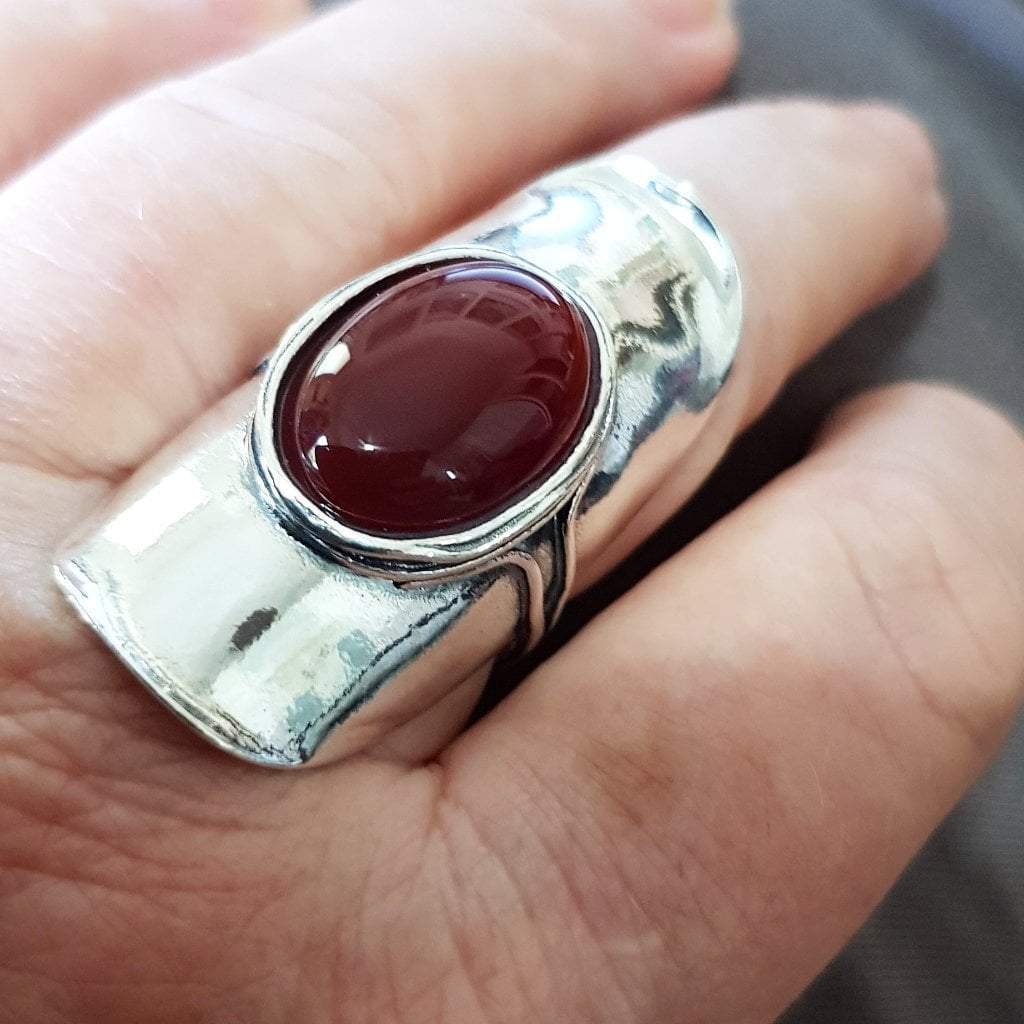 Bluenoemi Rings 5 / silver Bluenoemi Jewelry Silver Ring with Stone, Ring for woman, Red Carnelian Gemstone