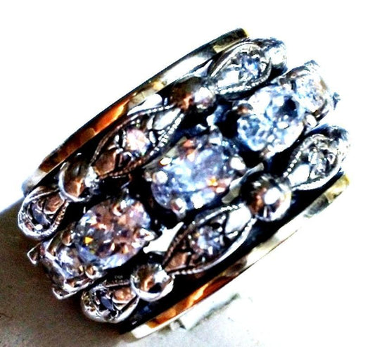 Special Offer Size 6 Spinner ring for woman. Gorgeous spinning sterling silver and rose gold - Bluenoemi