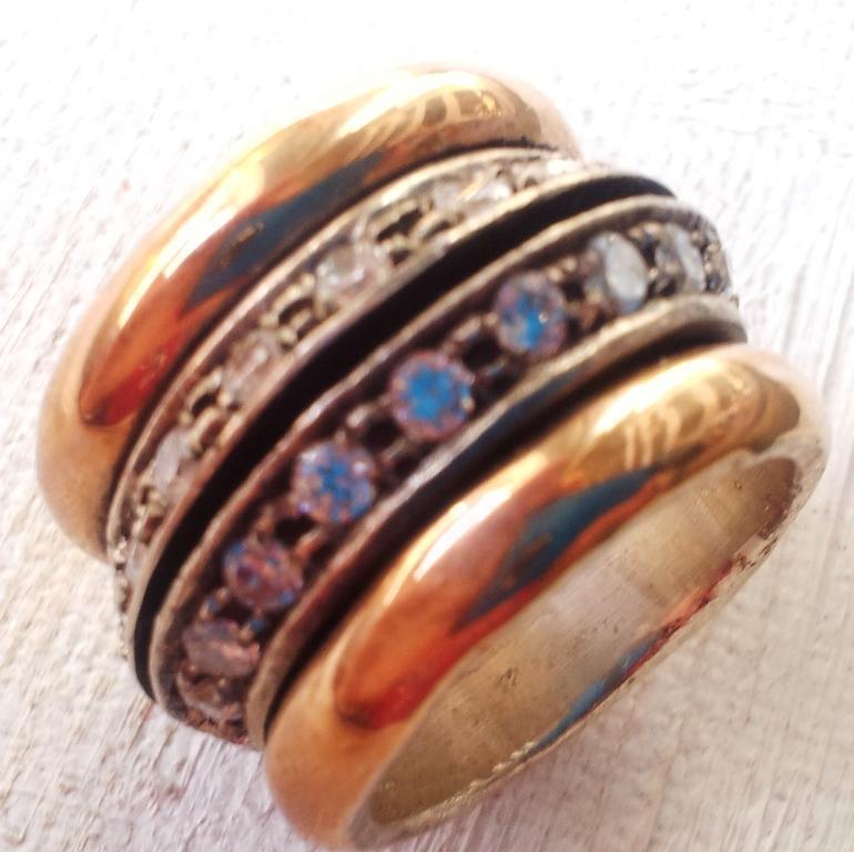 Bluenoemi Rings 6 / silver-gold Spinner ring for woman silver rose gold CZ zircons Israeli rings