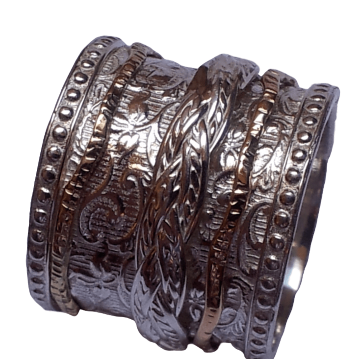 Bluenoemi Rings Bluenoemi - BR108 - Israeli spinner rings- Unisex - Silver Gold - All Sizes - Bohemian Rings