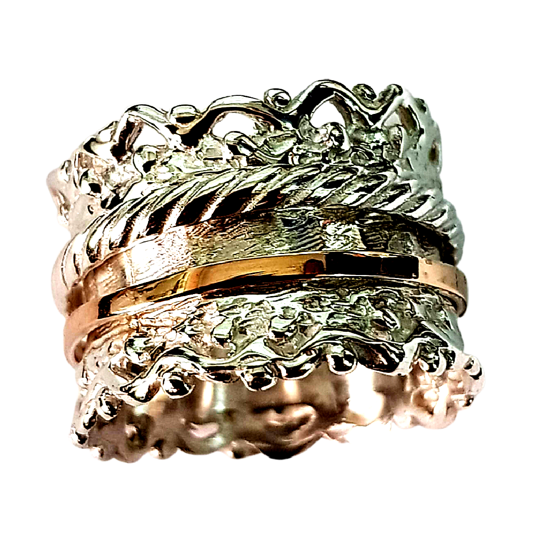 Bluenoemi Rings Bluenoemi Rings for Woman - Lace spinner ring silver gold