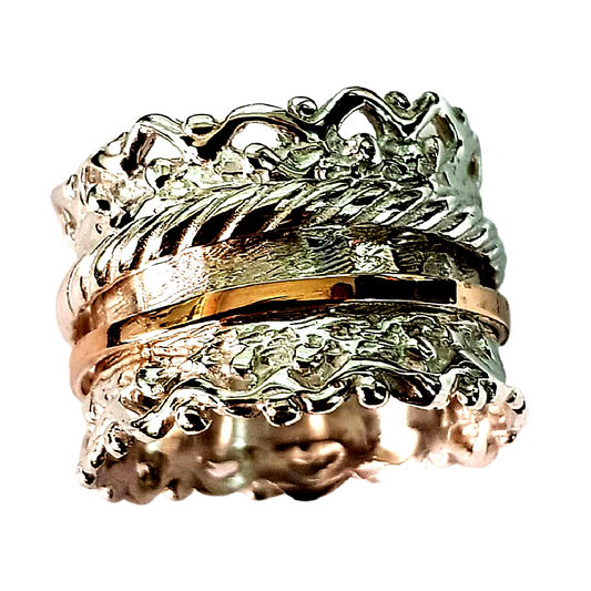 Bluenoemi Rings Bluenoemi Rings for Woman - Lace spinner ring silver gold