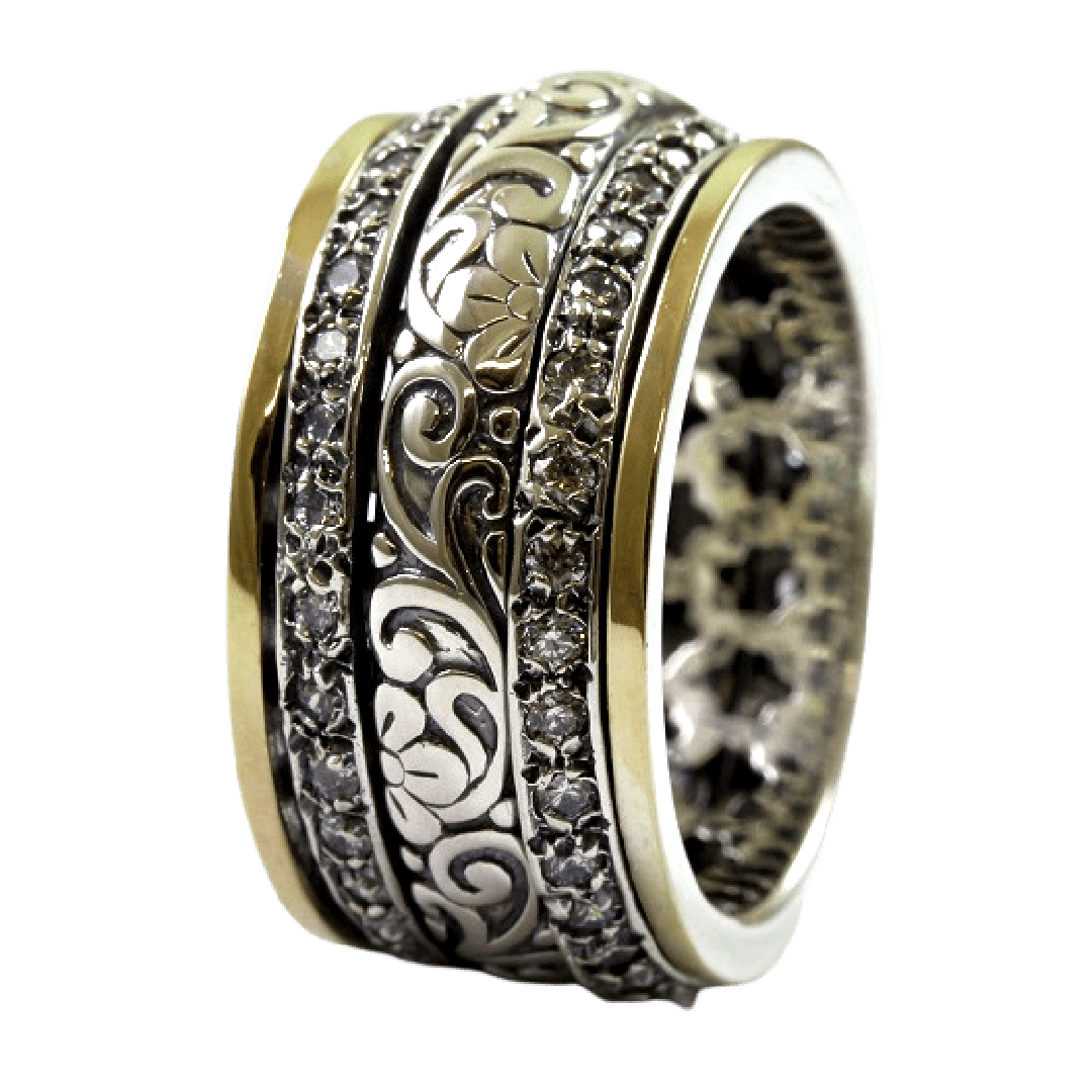 Bluenoemi Rings Bluenoemi Spinner Ring for woman set with zircons. Meditation Ring