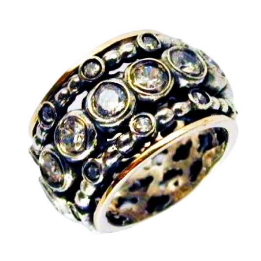 Bluenoemi Rings Bluenoemi  Spinner Ring for Woman with Zircons Silver Gold fidget ring - All Sizes