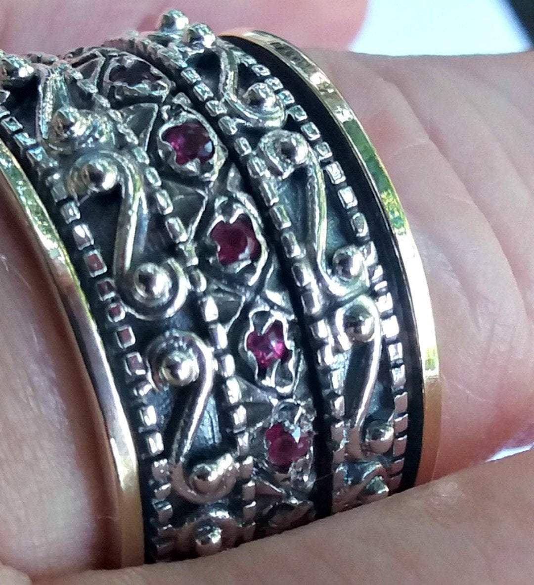 Bluenoemi Rings Bluenoemi SR001 jewelry from Israeli Spinner Ring for Woman Silver Gold Gemstones - all sizes