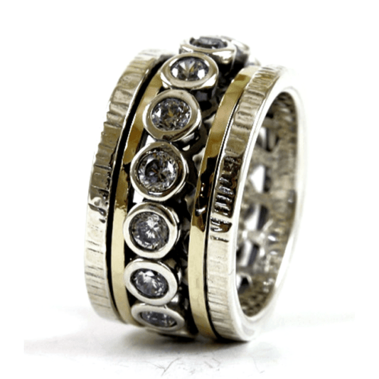 Bluenoemi Rings Bluenoemi - SR006 - Spinner Ring - Woman - Silver Gold cz eternity band - All Sizes