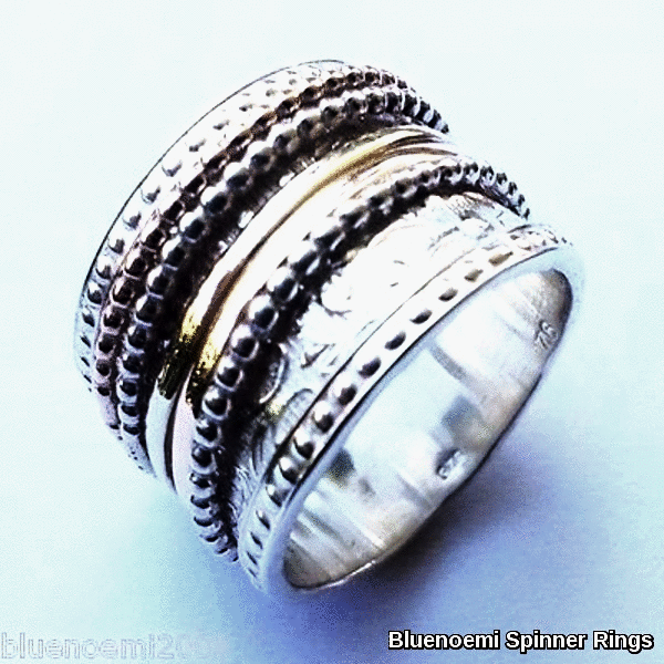 Bluenoemi Rings Designer Bluenoemi Ring - Sterling Silver 925 and 9 ct gold spinner rings