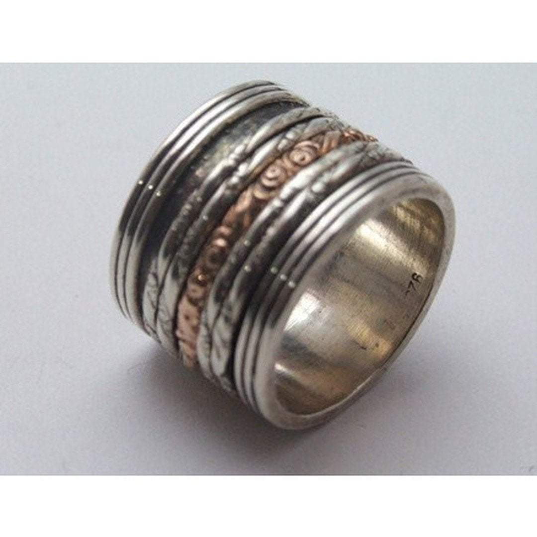 Bluenoemi Rings Elegant Spinner Ring. Silver Gold 9 carat. Boho Meditation Spinning Ring.