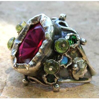 Bluenoemi Rings Gemstones Swarovski Ring / pink Sterling silver ring, Gemstones Ring
